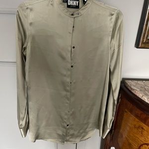 Donna Karan petite small silk tunic blouse. Taupe color. Excellent condition